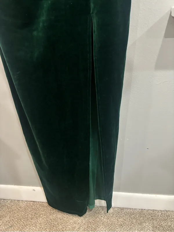 Lulus Women Pristine Luxury Emerald Green Velvet Bustier Maxi Dress L - Image 10