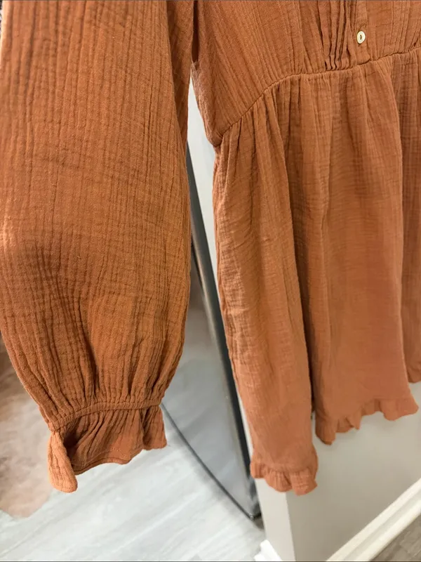 Jodifl Boho Western cotton Mini Dress in terracotta M - Image 3