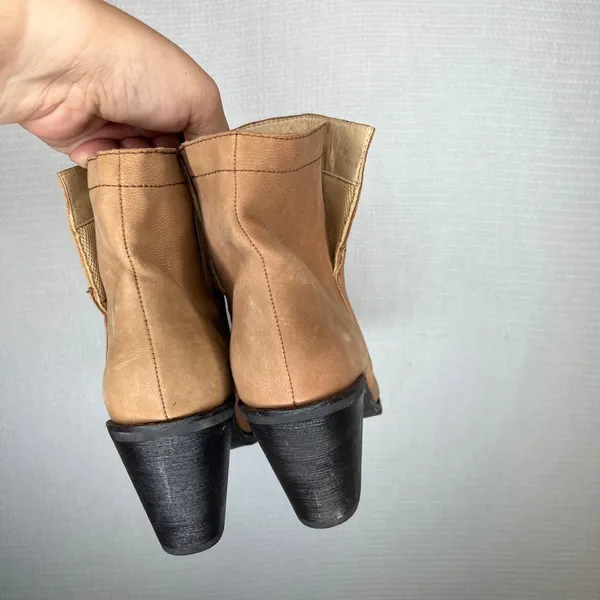 Santa Fe Boot Co Womens Tan Leather Ankle Boots Block Heel SFW112 Size 10M - Image 4