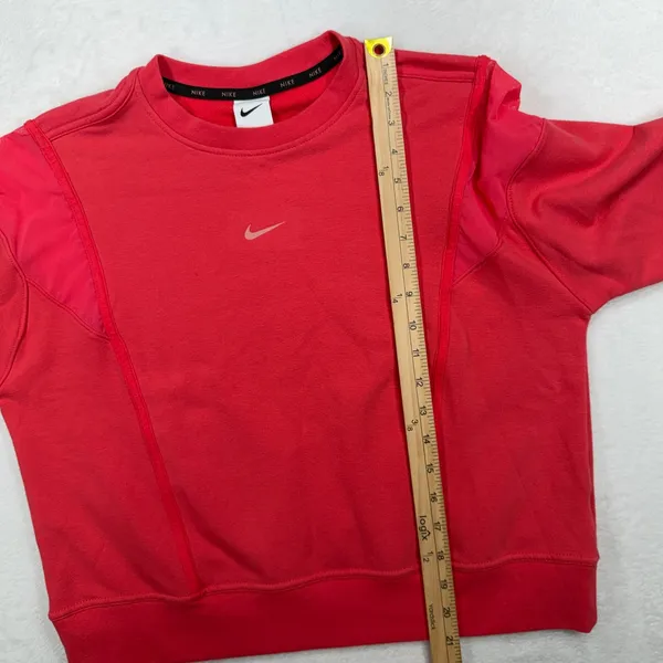 Nike Medium Sweatshirt Dri-FIT Cropped Mesh Panel FB5246-648 Pink Red Activewear - Image 9