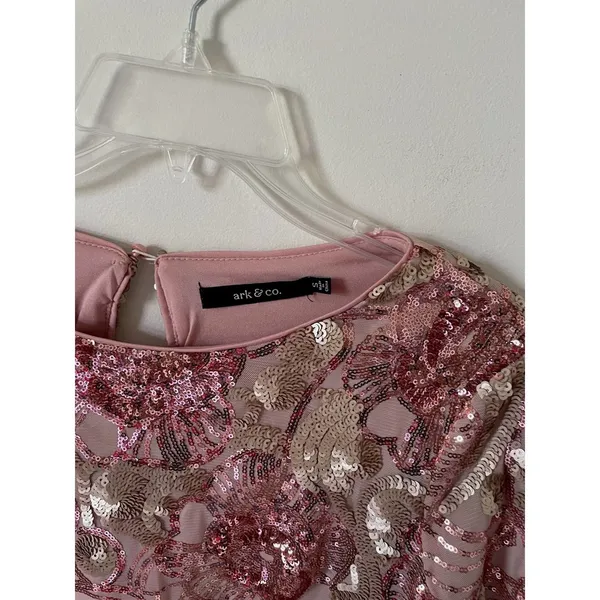 Ark & Co. Sequin Swifty Formal Sequin Mini Dress Pink Size Small - Image 5