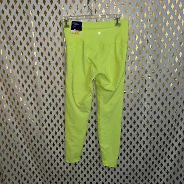 NWT Old navy ankle leggings 7/8 cut neon yellow fluorescent rave pants powersoft - Image 3