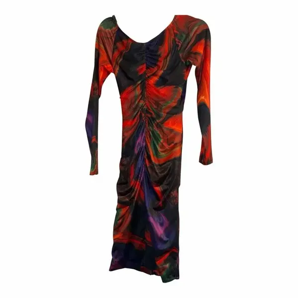 ✨Showpo. Rhaine Gathered Bardot Phoenix Rising Sz 6 Dress✨ - Image 3