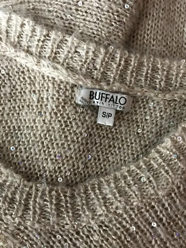 Buffalo David Bitton Beige Open-Weave Shimmer Sweater - Image 10