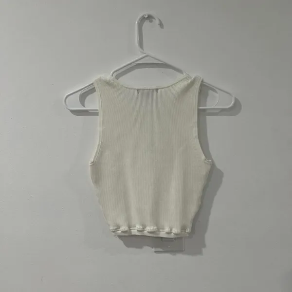 Marciano Guess White Ribbed Cutout Crop Top XS Y2K 2000s Minimalist - Image 3
