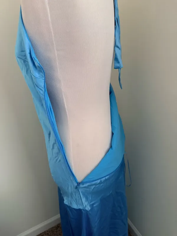 Revolve NWT Line & Dot Alessia Maxi Blue Long Dress Prom Wedding Guest Sz Medium flaw - Image 6