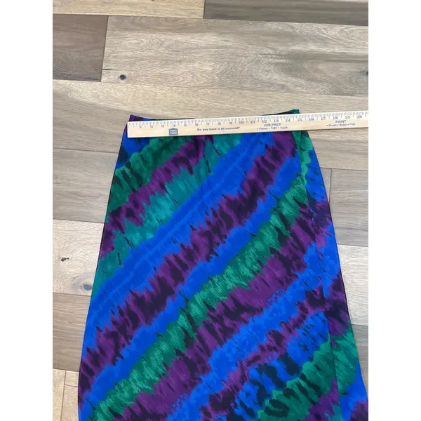 Cato Blue Purple Green Chiffon Maxi Skirt Size M Fully Lined Elastic Waist Flowy - Image 3
