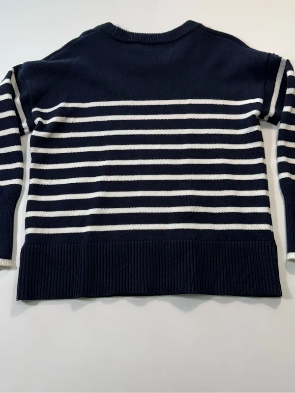 Philosophy Navy and White Striped Crewneck Sweater Size Medium - Image 8