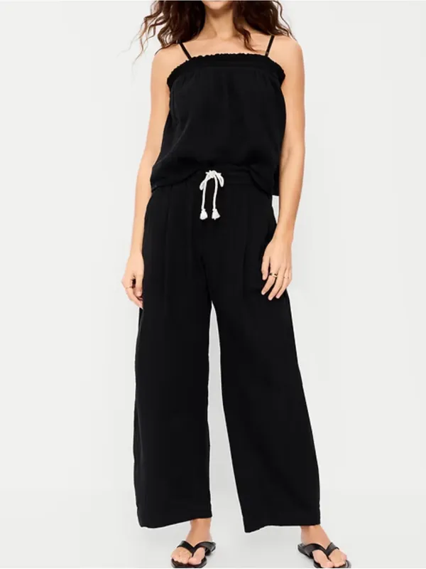 Old Navy High-Waisted Crinkle Gauze Barrel Ankle Pants Black XS NWT - Image 4