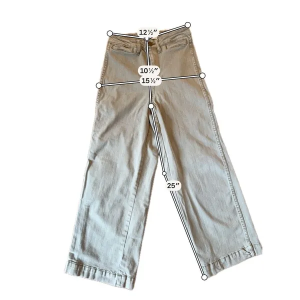 Oat New York wide leg olive green crop flat front pant 0/25 - Image 3