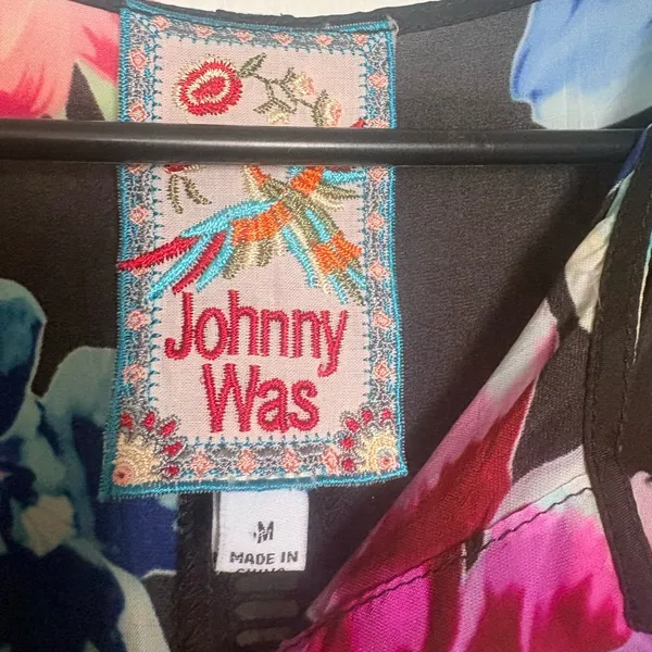 Johnny Was Floral Cupra Rayon Button Down Blouse Top - Size Medium - Image 6