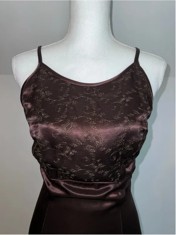 GUNNE sax Espresso Satin Maxi Dress Size 7/8 - Image 3