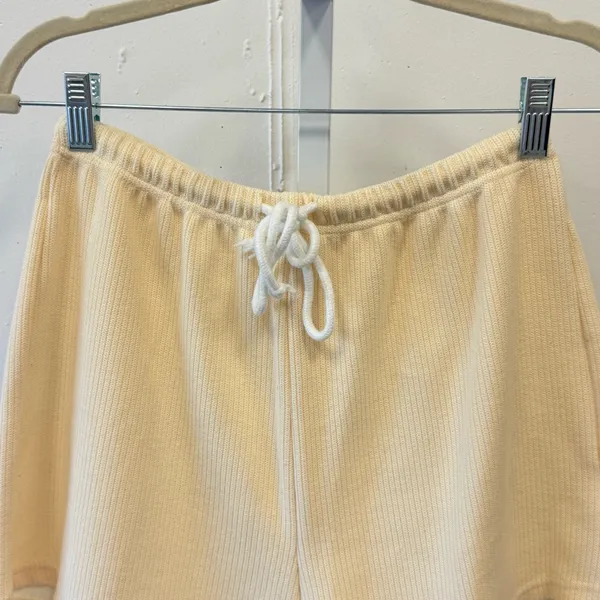 Sabo Skirt Ribbed‎ Knit Lounge Shorts Butter Yellow Elastic Waist Drawstring Sm - Image 3
