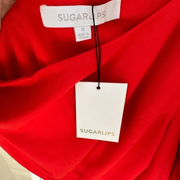 Sugarlips Such a Betty One Shoulder Red Top SZ M - Image 9