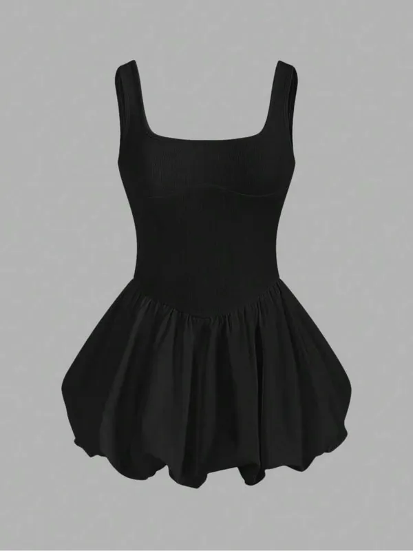 SheIn Women’s Black Sleeveless Bubble Hem Slip Dress - Image 2