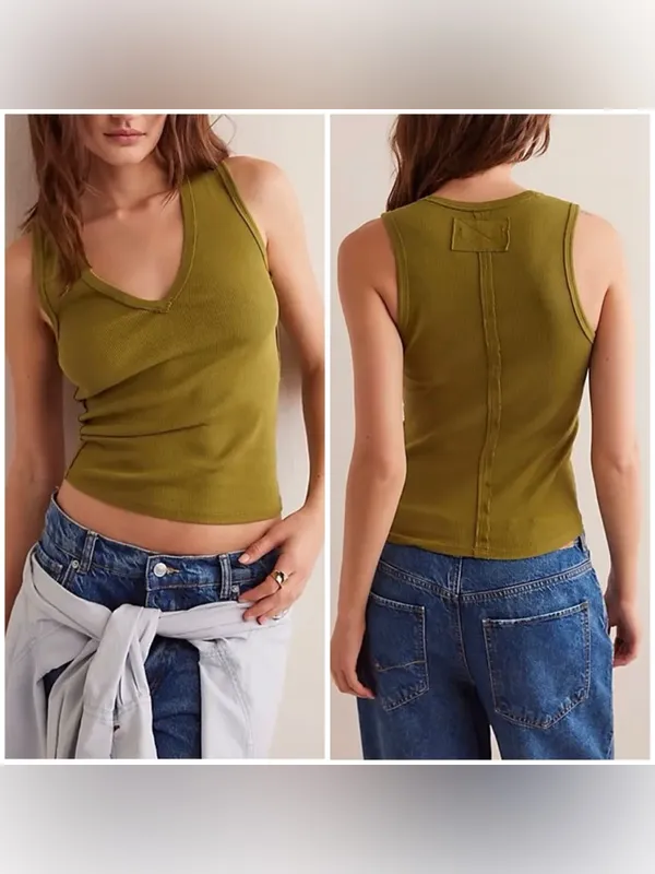 NWT Free People We The Free Neria Tank - Cardamom Seed Green - XS - Image 2