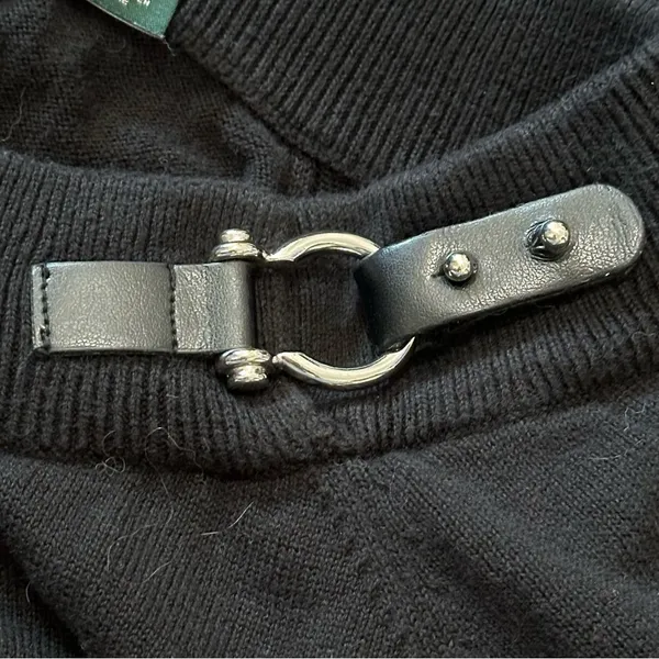 Lauren Ralph Lauren Women’s Size M Black Boatneck Silver Horse Bit Sweater - Image 4