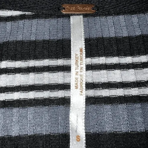 FREE PEOPLE Always With Me Striped Black Gray Wrap Tie Crop Top EUC Size‎ Small - Image 8
