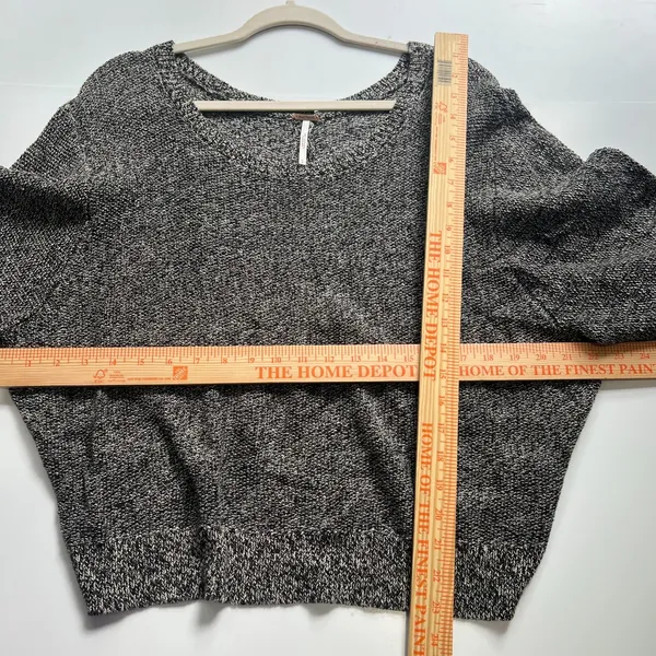 Free People Sweater Womens S Black Good Linen Blend Marled Open Back Dolman - Image 6