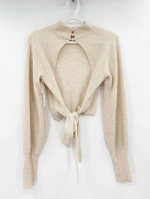 Reformation Osteria Open Back Sweater white Cashmere Size S - Image 6