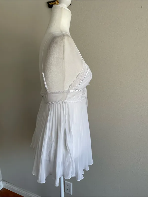 Sheer Lace-Trim White Chiffon Babydoll Top - Women - Image 4