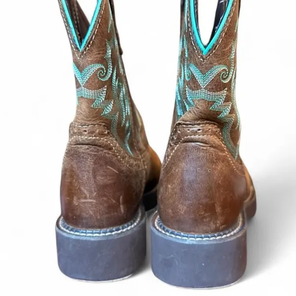 Justin Gypsy Women’s Western Cowboy Boots Brown Turquoise Leather Size 7.5 B - Image 6