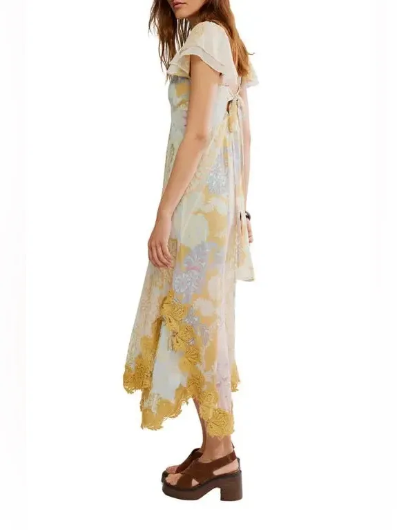 FREE PEOPLE Bali Aurora Flutter Sleeve Midi Dress, Size X-Small, $298 - Image 8