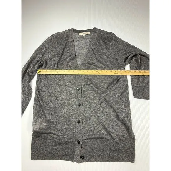 LOFT Gray Long Button Front Cardigan Sweater Classic Layering Essential L‎ - Image 3
