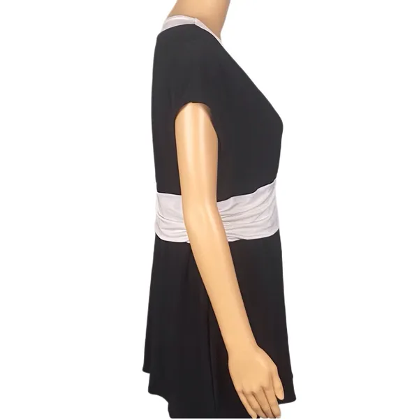 WHITE HOUSE BLACK MARKET Black/White Color-Block Tunic Top Made in USA Size XL - Image 5