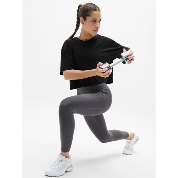 Athleta S Ultimate Lasercut Crop Tee Black Small - Image 3