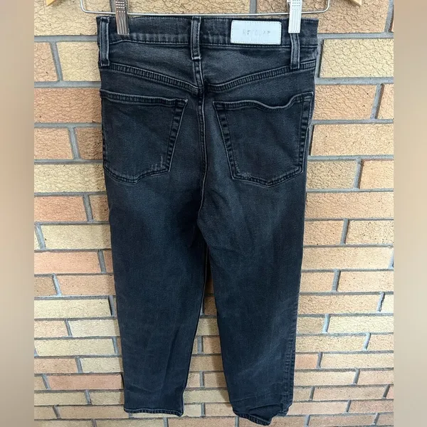 RE/DONE 70s High-Rise Stove Pipe Jeans Straight Leg Injy Black Size 26 - Image 5