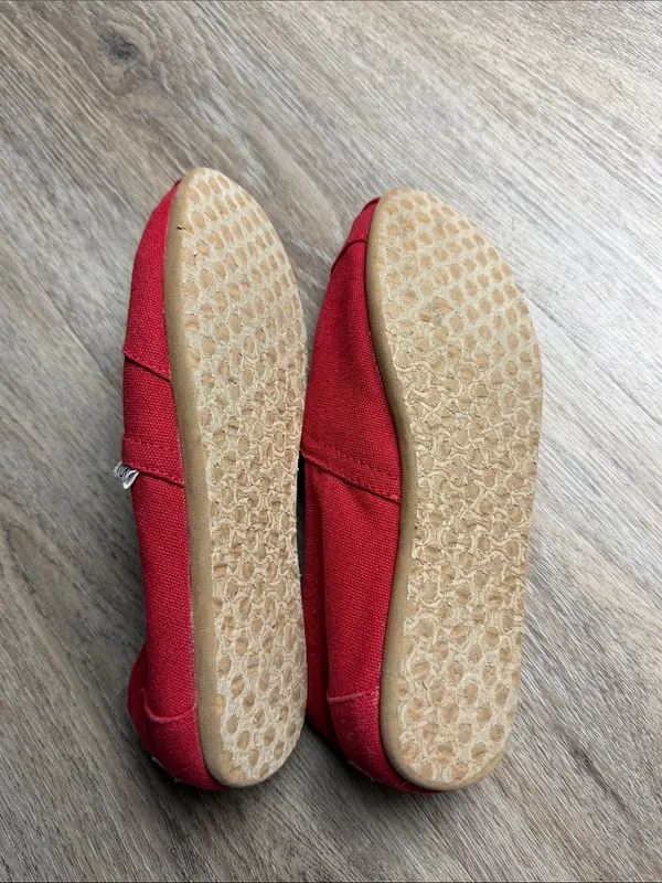 TOMS Classic Red Canvas Alpargata Slip On Shoes Size 7 - Image 12