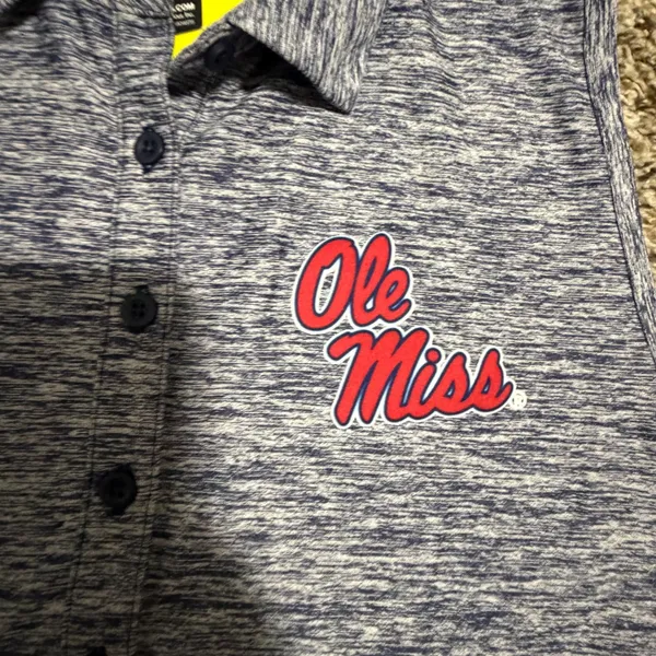 Under Armour Ole Miss Rebels Sleeveless Polo Shirt Navy Space Dye HeatGear M - Image 2