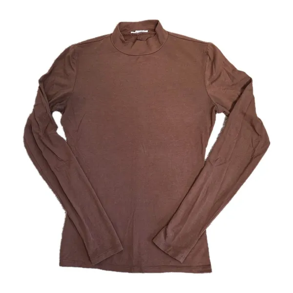 Reformation Bailey Women Brown Long Sleeve Mock Neck Inner Layer Knit Top Size S - Image 4