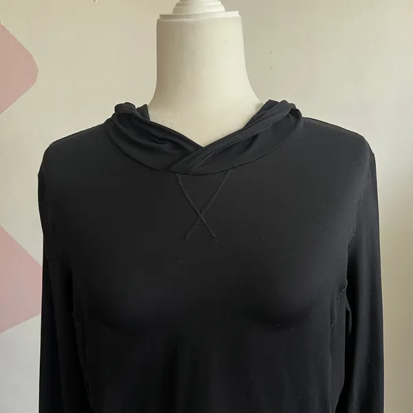 Fabletics Black Pullover Hoodie Top, Athleisure Sporty‎ Yoga Pilates Large - Image 2