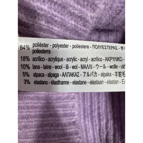 Zara Womens M Fuzzy Sweater Top Pastel Purple Long Sleeve Polyester Wool Alpaca - Image 5