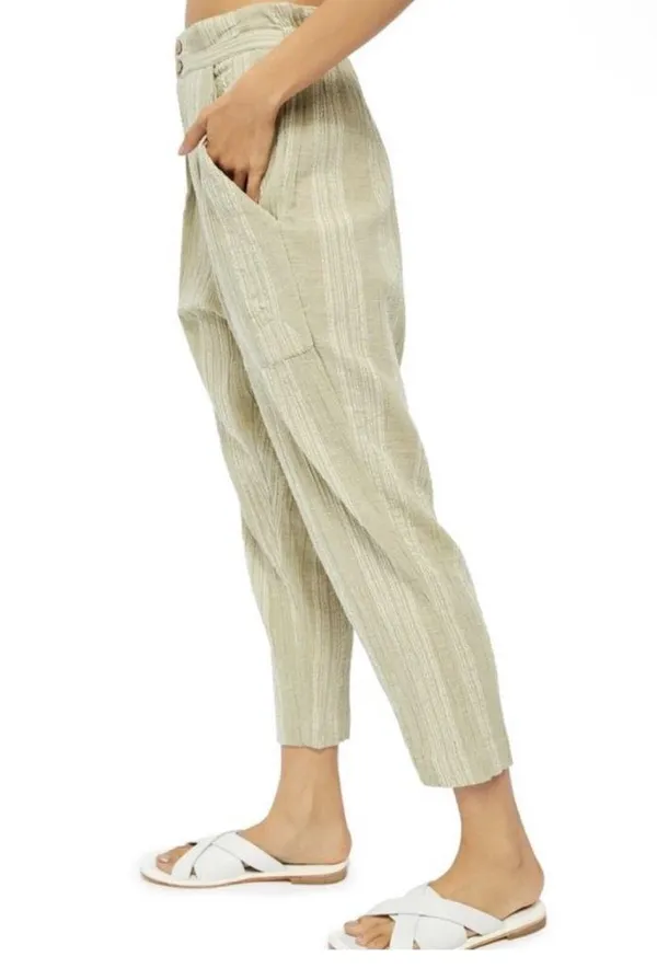 Free People Semi Sweet Cropped Pants in Sage Combo Super High Rise Small - Image 3