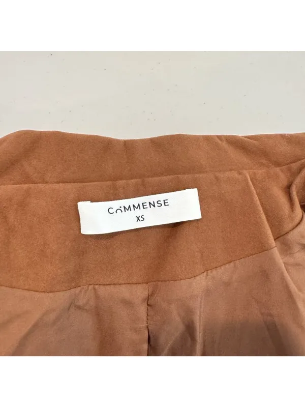 Commense Jacket Size‎ XS Camel Brown Faux Suede Zip Front Shoulder Pad Corpcore - Image 7