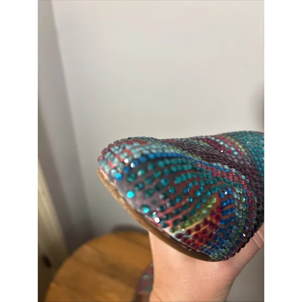 Steve Madden Conccord Rainbow‎ Rhinestone Shoes Slip Ons Flats Women Size 9 - Image 9