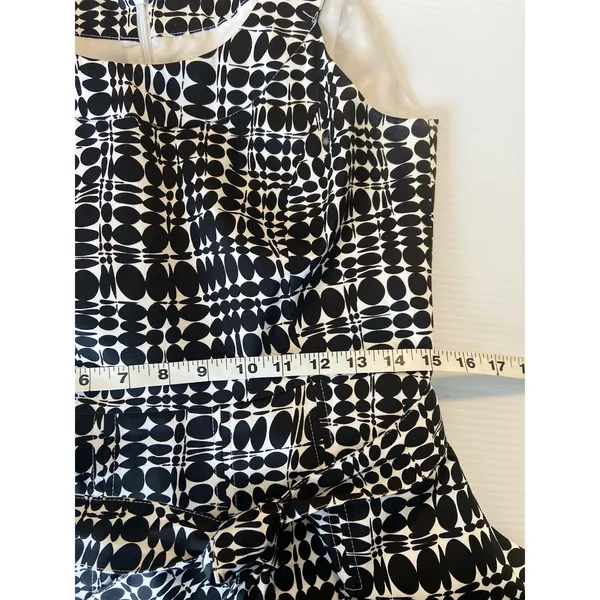 Calvin Klein Black‎ White Pleated Sheath Dress Career Sleeveless Size 8 P Belted - Image 9