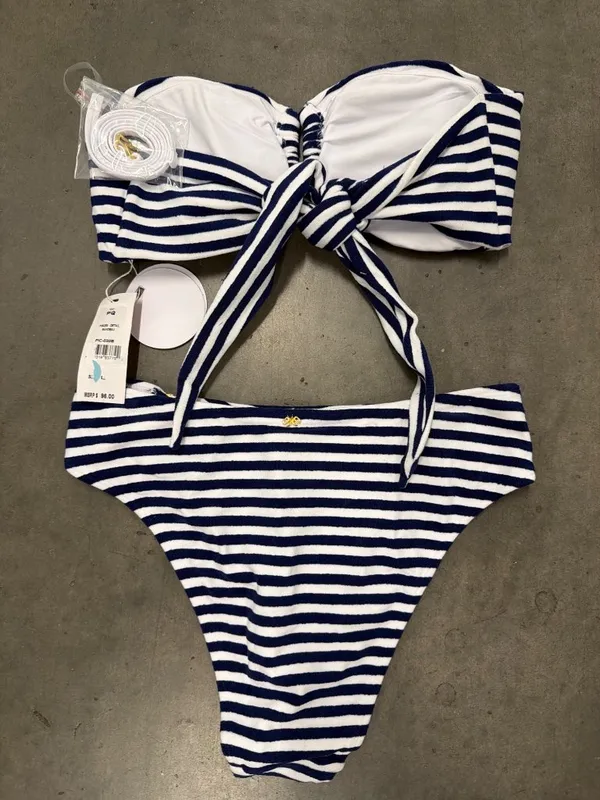 PQ Swim Detail Bandeau & Fanned Bikini Set Pisces Womens Size Large - Image 9