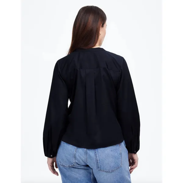 Madewell V Neck Long Sleeve Top Blouse Navy Stretch Cotton Small Minimalist NWT - Image 5