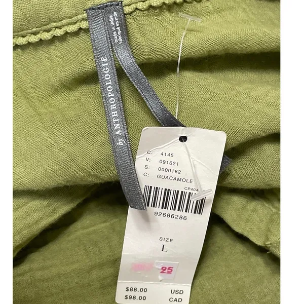 NEW by Anthropologie Kallie Sage Green Long Sleeves Tiered Flowy Tunic Dress L - Image 4
