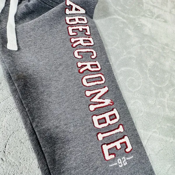 Abercrombie & Fitch Y2K Vintage Style Joggers Gray Sweatpants Large Spellout 90s - Image 2