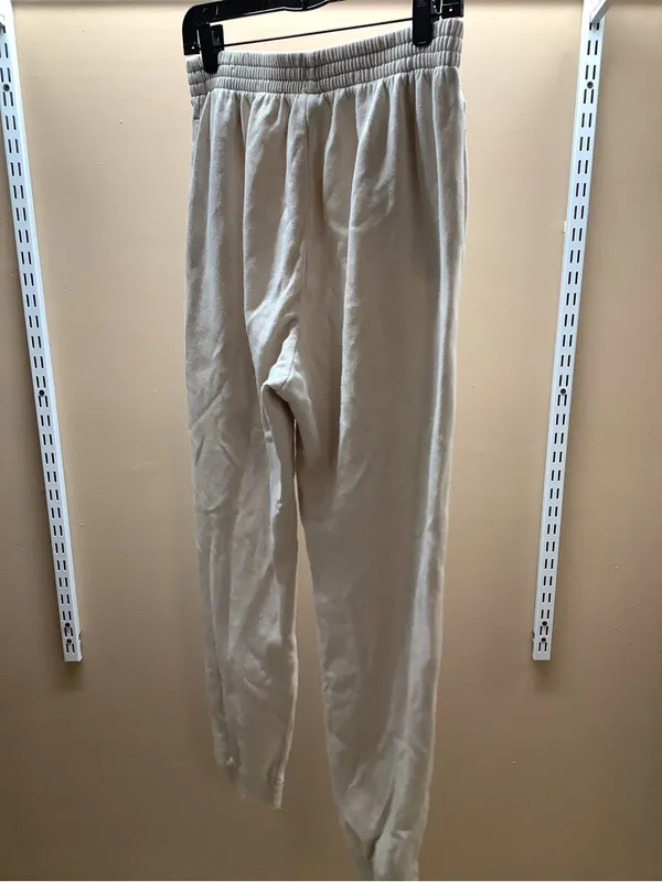 PINK Victoria’s Secret Size Medium Cream Drawstring Waist Sweatpants, Preloved - Image 4