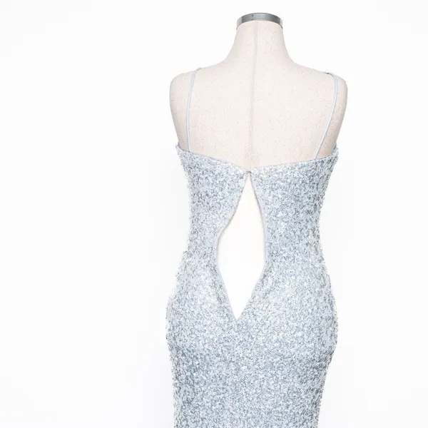 Betsy &‎ Adam - Ice Blue Sequined Floor Length Gown - Image 15