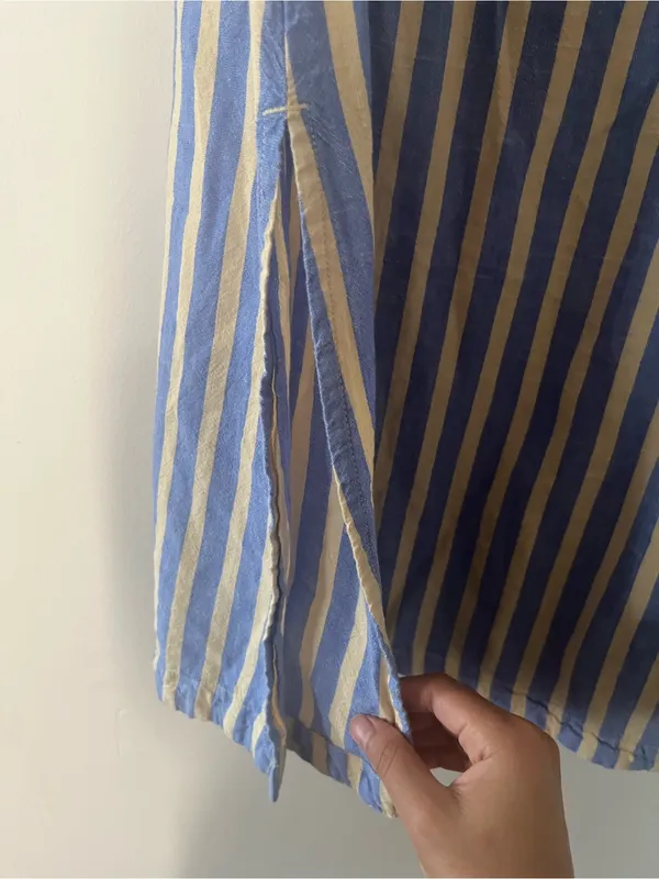Universal Threads Blue Cream Stripe Pull On Midi Skirt Small Coastal Euro Summer Resort Vacation - Image 4