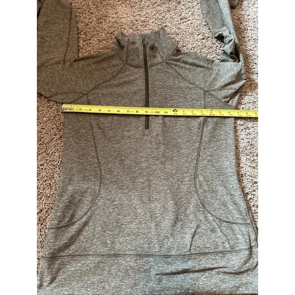 Lululemon Rush Hour 1/2 Zip Pullover Heathered Military Green Size 10 - Image 4