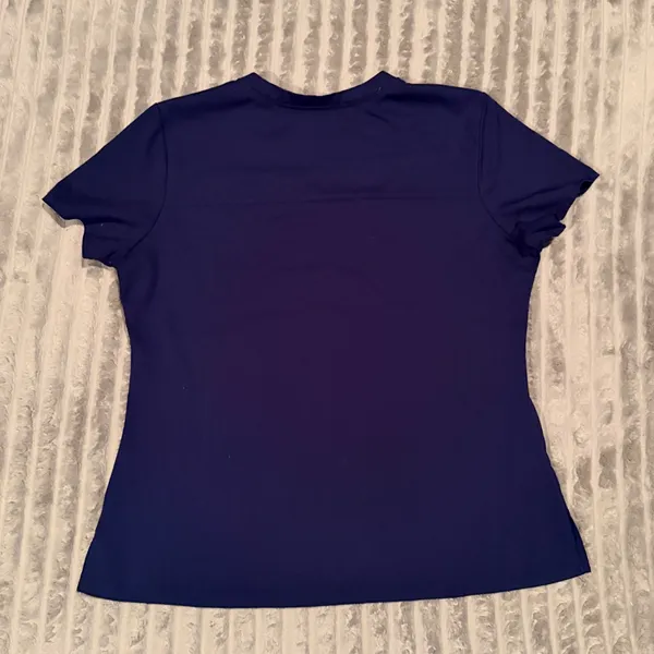Med Couture Touch Navy Blue‎ V-Neck Scrub Top Large Medical Nursing Uniform 7459 - Image 6