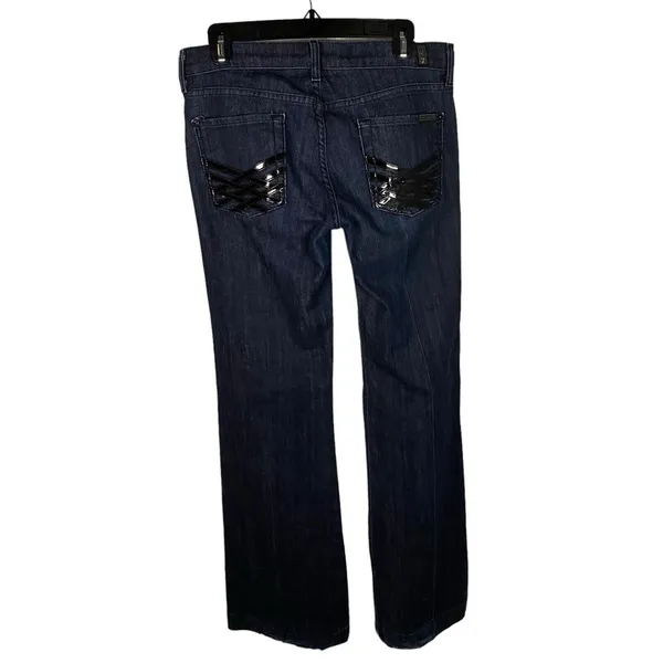 7 For All Mankind Dojo Jeans Dark‎ Wash Black Accents Size 29 - Image 9